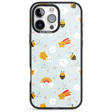 iPhone 16 Pro Max Sweet As Honey Patterns: Bees & Rainbows Black Impact Phone Case