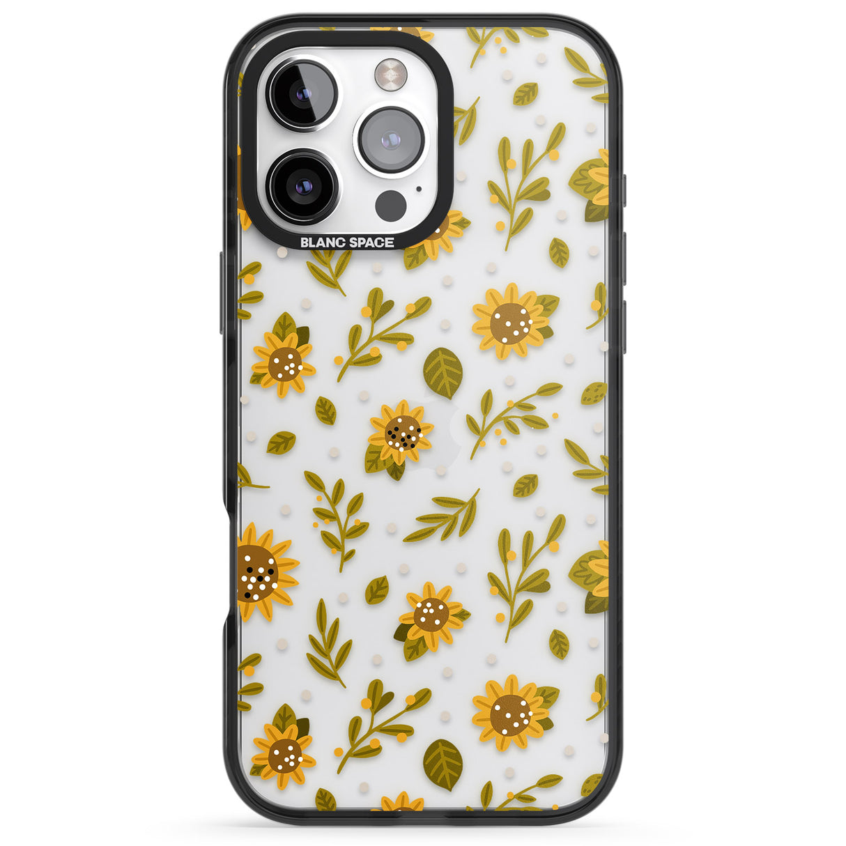 iPhone 16 Pro Max Sweet as Honey Patterns: Sunflowers (Clear) Black Impact Phone Case