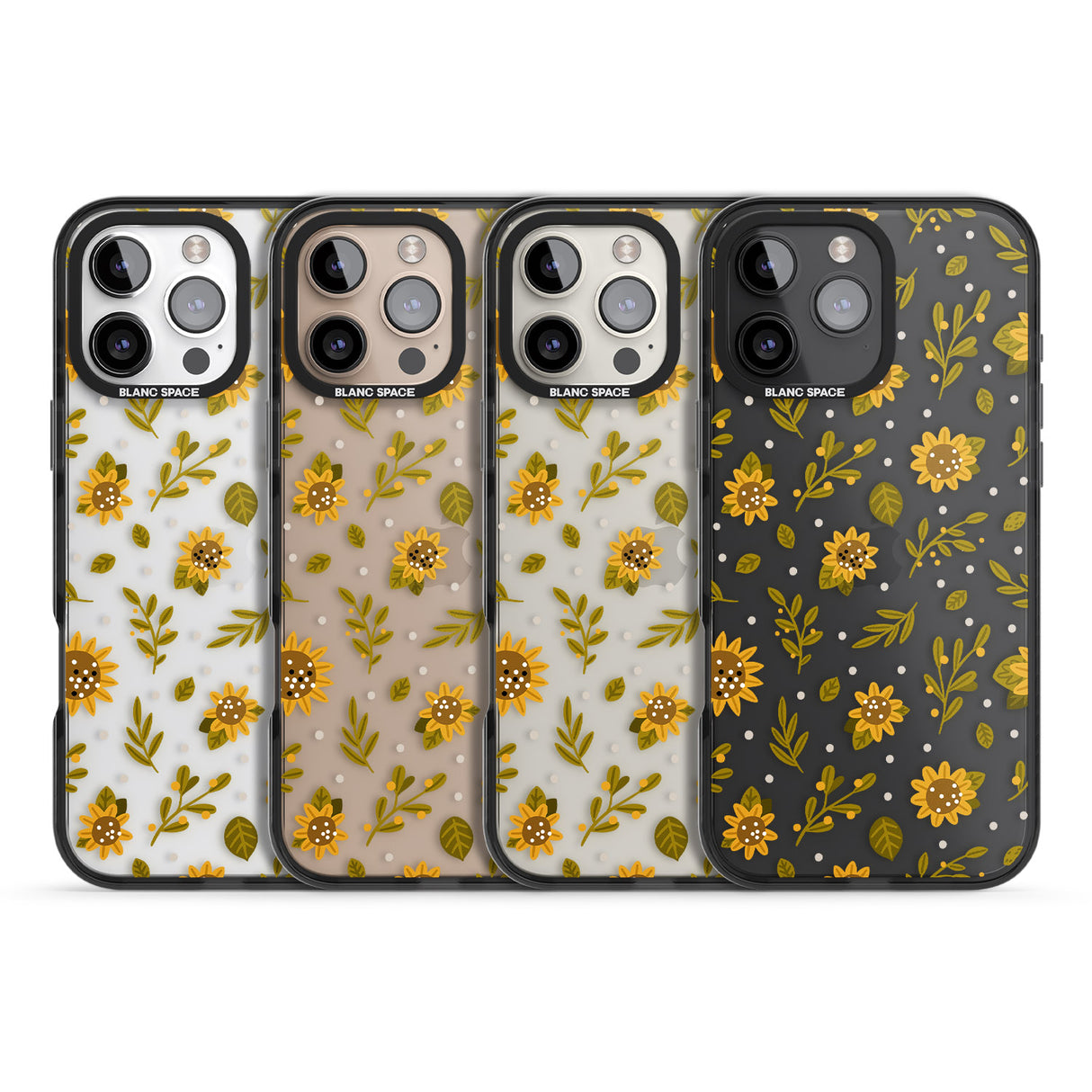 iPhone 16 Pro Max Sweet as Honey Patterns: Sunflowers (Clear) Black Impact Phone Case