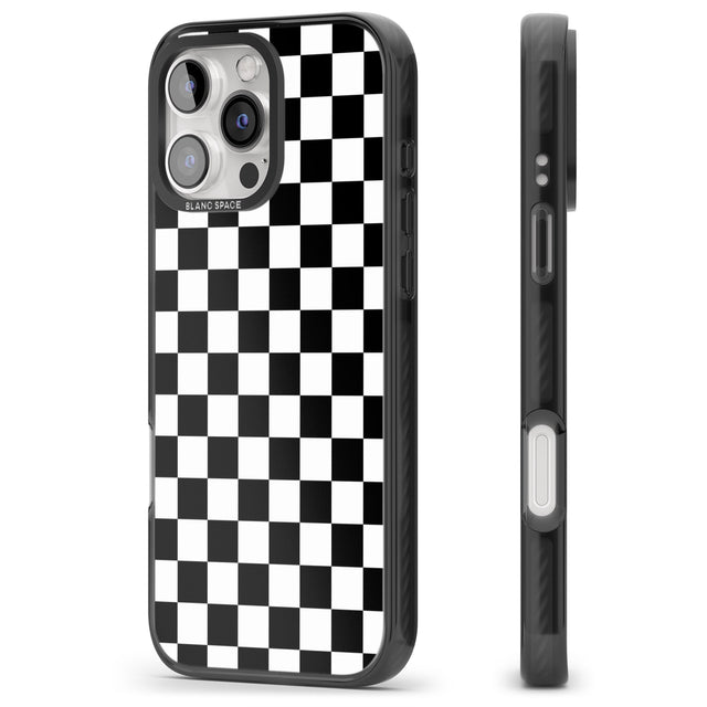 iPhone 16 Pro Max Black Checkered Black Impact Phone Case