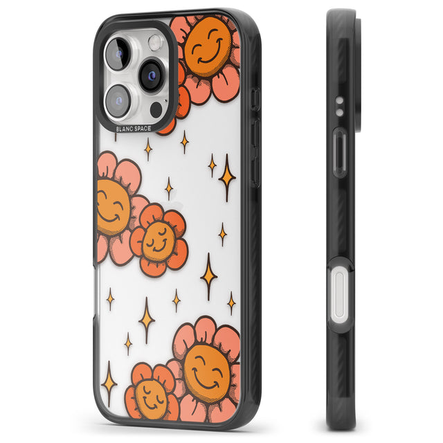 iPhone 16 Pro Max Mellow Flowers Black Impact Phone Case + Magsafe