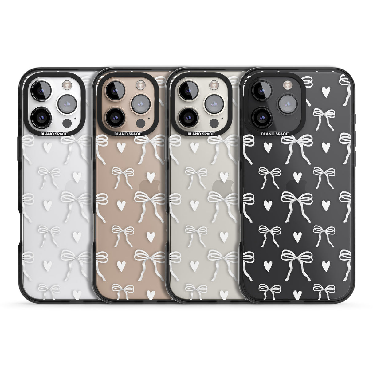 iPhone 16 White Bows & Hearts Clear Impact Phone Case