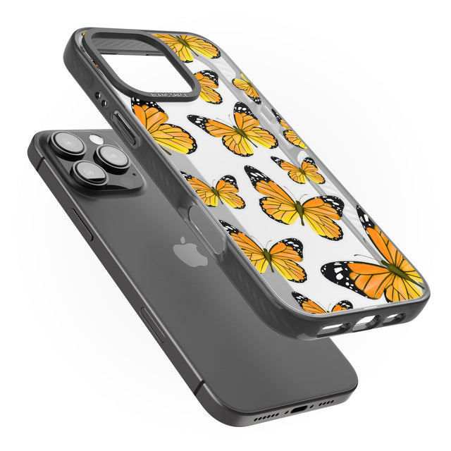 iPhone 16 Pro Max Sun-Yellow Butterflies Black Impact Phone Case