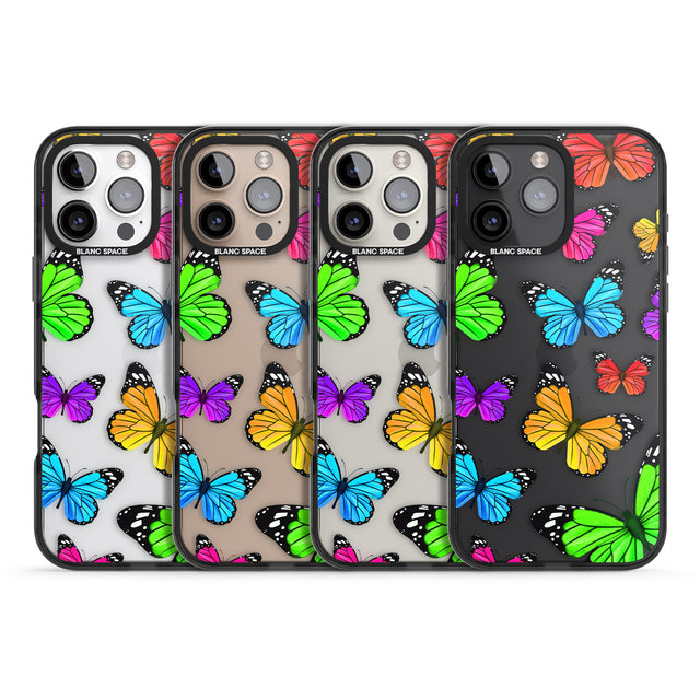 iPhone 16 Pro Max Vibrant Butterflies Black Impact Phone Case