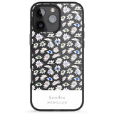 iPhone 16 Pro Max Personalised Grey & White Daisies Floral Design Black Impact Phone Case