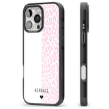 iPhone 16 Pro Max Personalised Pink & White Leopard Spots Black Impact Phone Case