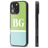 iPhone 16 Pro Max Personalised Colourblock: Green & Turquoise Black Impact Phone Case