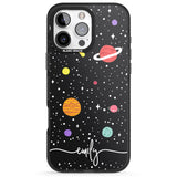 iPhone 16 Pro Max Personalised Cute Cartoon Planets Black Impact Phone Case