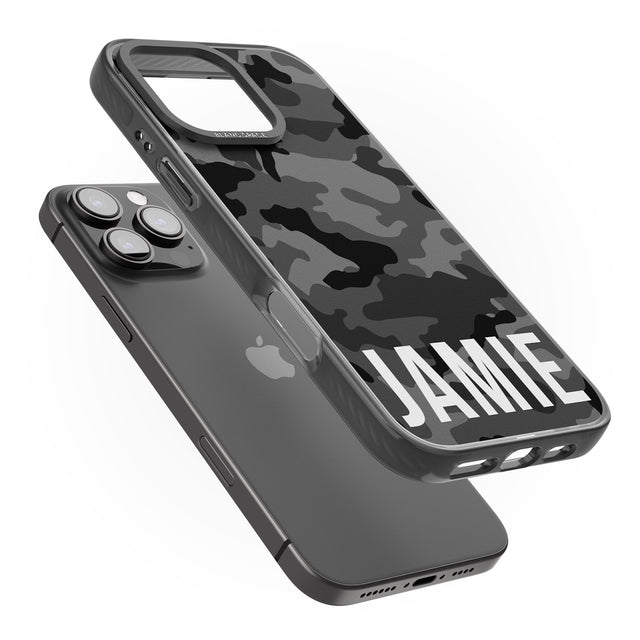 iPhone 16 Pro Max Personalised Horizontal Name Black Camouflage Black Impact Phone Case