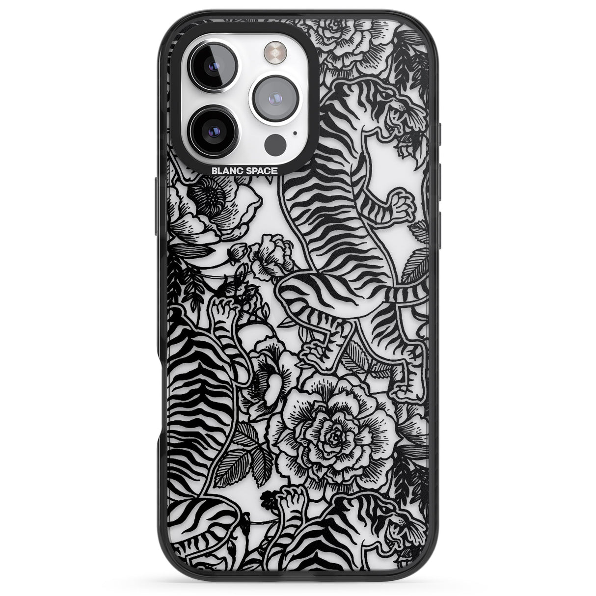 iPhone 16 Pro Max Personalised Chinese Tiger Pattern Black Impact Phone Case