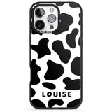 iPhone 16 Pro Max Personalised Cow Print Black Impact Phone Case