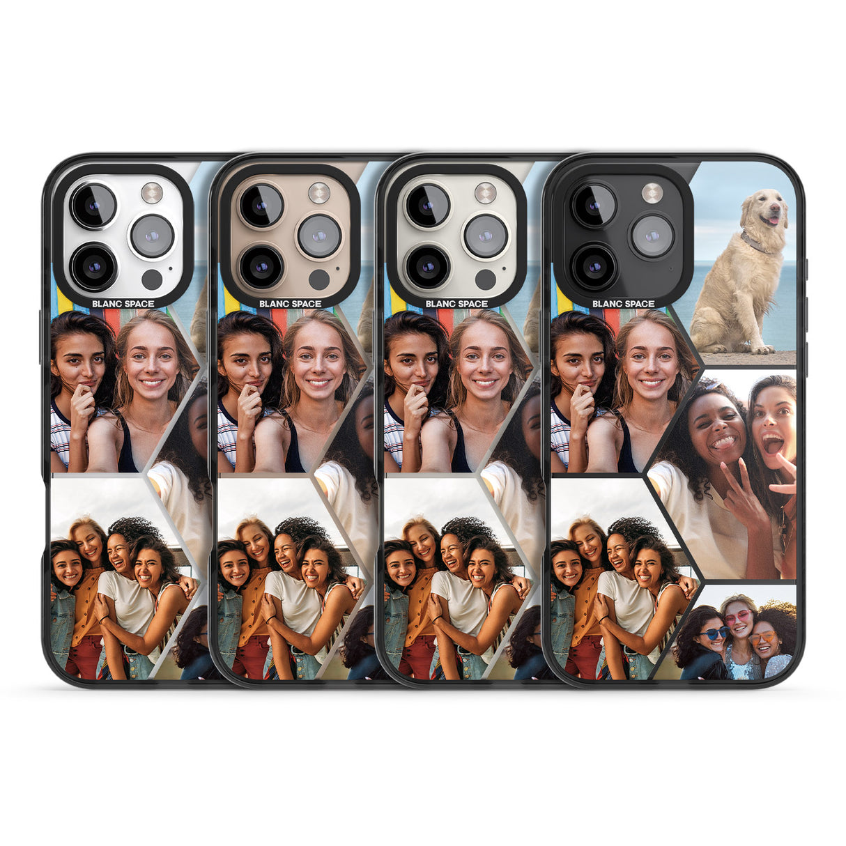 iPhone 16 Pro Max Personalised Beehive Photo Grid Black Impact Phone Case