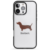 iPhone 16 Pro Max Personalised Hand Painted Sausage Dog Black Impact Phone Case