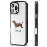 iPhone 16 Pro Max Personalised Hand Painted Sausage Dog Black Impact Phone Case