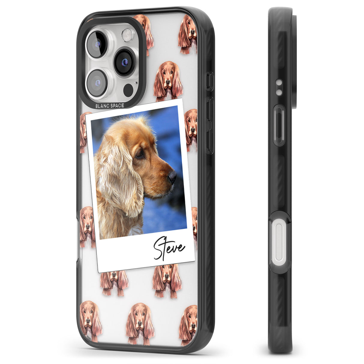 iPhone 16 Pro Max Personalised Cocker Spaniel - Dog Photo Black Impact Phone Case