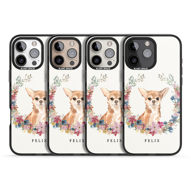 iPhone 16 Pro Max Personalised Chihuahua - Watercolour Dog Portrait Black Impact Phone Case