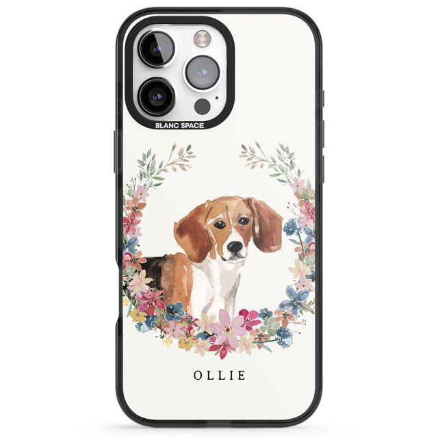 iPhone 16 Pro Max Personalised Beagle - Watercolour Dog Portrait Black Impact Phone Case