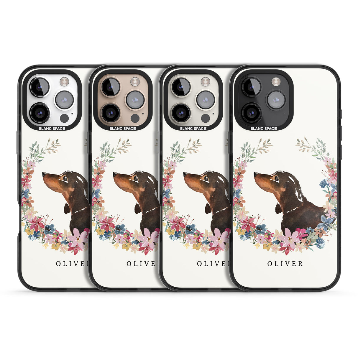 iPhone 16 Pro Max Personalised Black & Tan Dachshund - Watercolour Dog Portrait Black Impact Phone Case