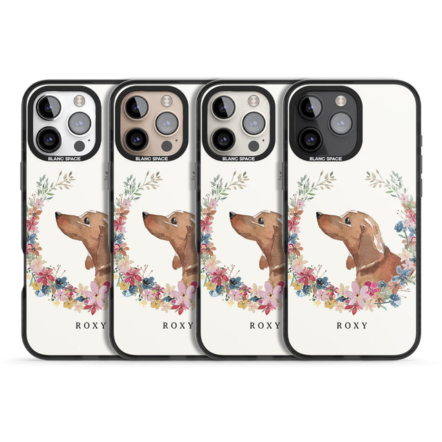 iPhone 16 Pro Max Personalised Tan Dachshund - Watercolour Dog Portrait Black Impact Phone Case