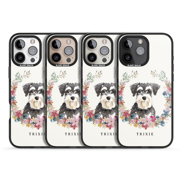 iPhone 16 Pro Max Personalised Miniature Schnauzer - Watercolour Dog Portrait Black Impact Phone Case