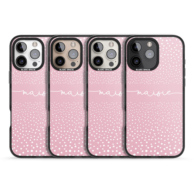 iPhone 16 Pro Max Personalised Pink Dots Black Impact Phone Case