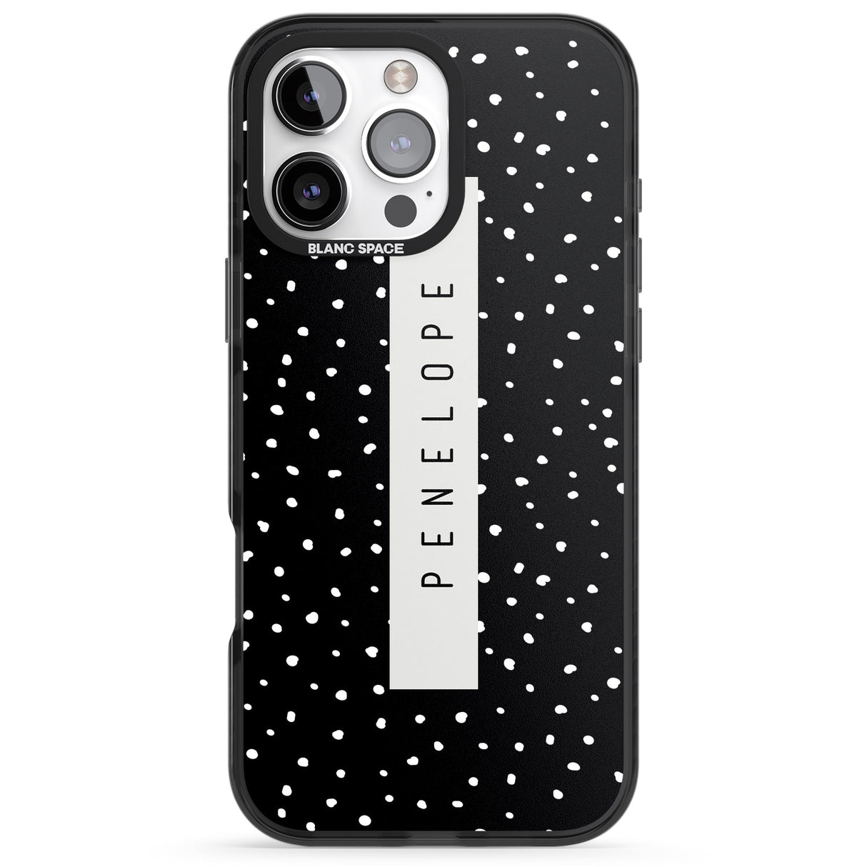 iPhone 16 Pro Max Personalised Black Dots Black Impact Phone Case