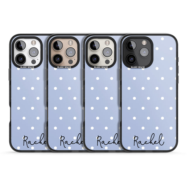 iPhone 16 Pro Max Personalised Simple Light Blue Dots Black Impact Phone Case