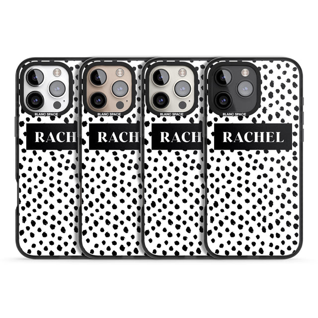 iPhone 16 Pro Max Personalised Black Bar & Dots Black Impact Phone Case