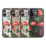 iPhone 16 Pro Max Personalised Clear Vintage Floral Pink Roses Black Impact Phone Case