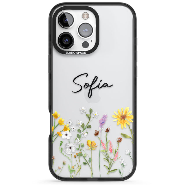 Personalised April Wildfowers Black Impact Phone Case for iPhone 16 Pro, iPhone 16 Pro Max