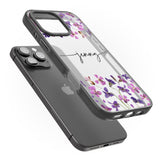 iPhone 16 Pro Max Personalised Purple Violets Black Impact Phone Case