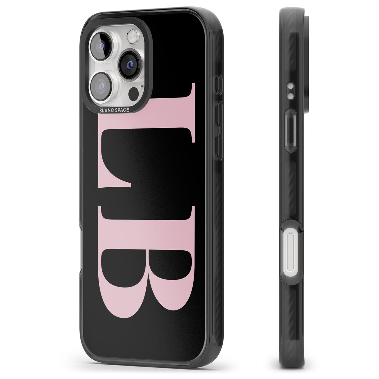 iPhone 16 Pro Max Personalised Pink & Black Letters Black Impact Phone Case