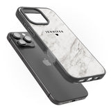 iPhone 16 Pro Max Personalised Light Grey & White Marble Texture Black Impact Phone Case