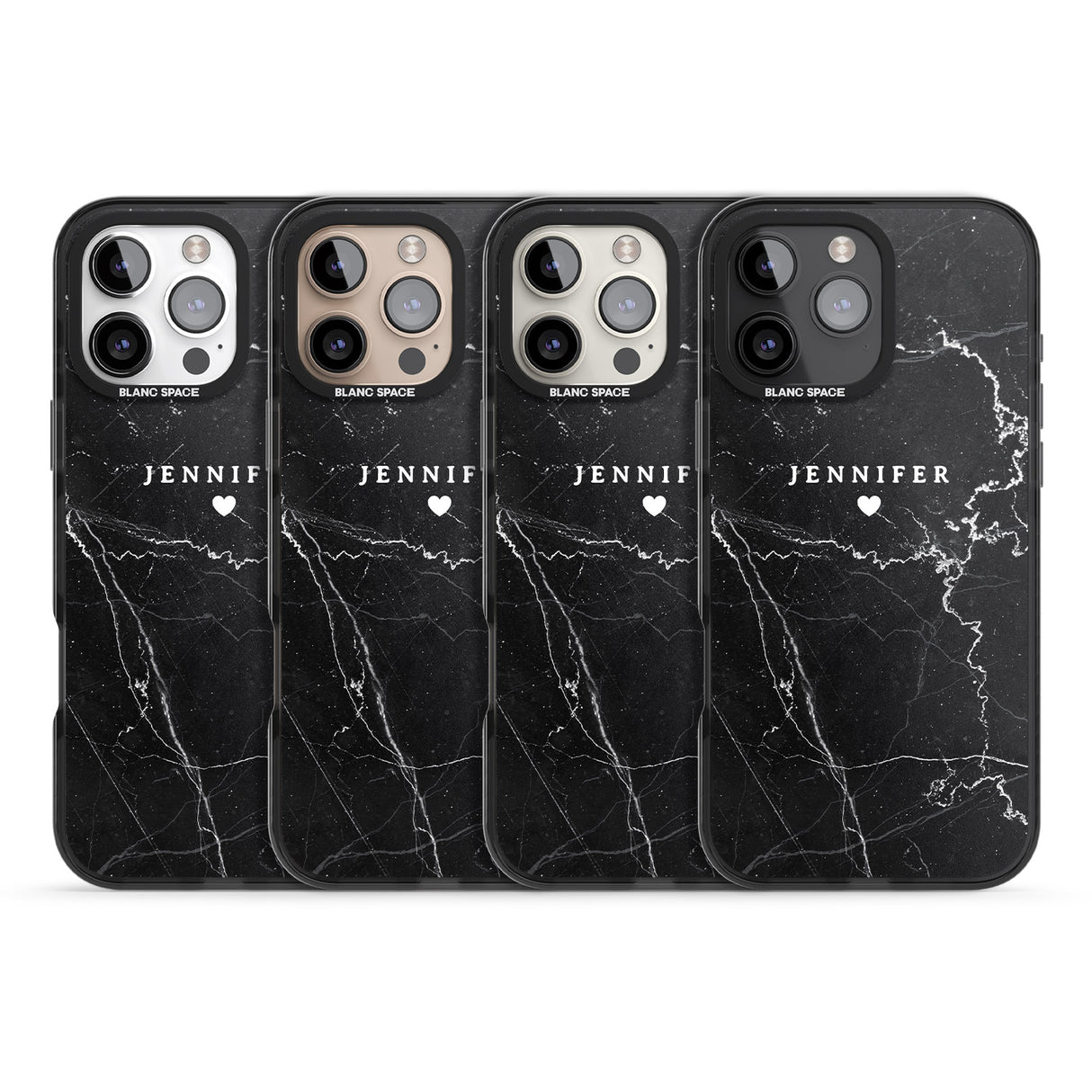 iPhone 16 Pro Max Personalised Black Marble 2 Black Impact Phone Case