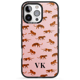 iPhone 16 Pro Max Personalised Safari Tiger Pattern on Pink Black Impact Phone Case