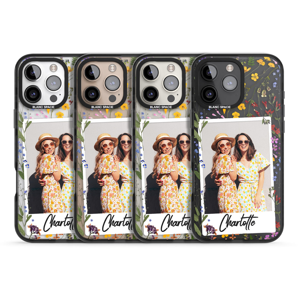 iPhone 16 Pro Max Personalised Wildflower Instant Photo Black Impact Phone Case