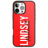 iPhone 16 Pro Max Personalised Bold Name: Red Black Impact Phone Case