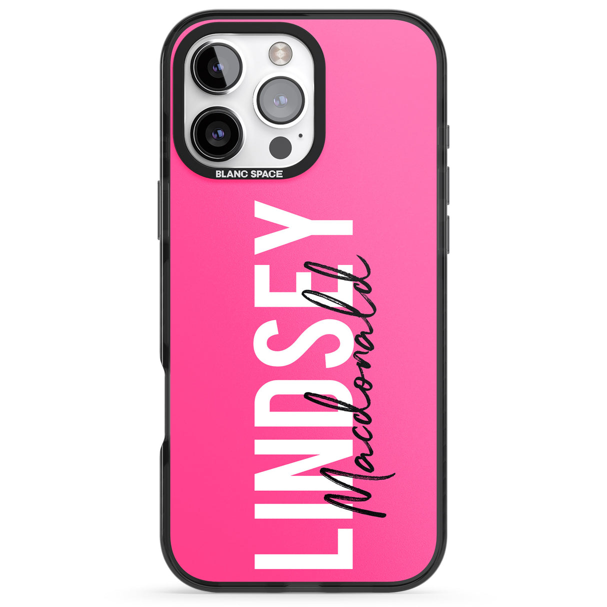 iPhone 16 Pro Max Personalised Bold Name: Pink Black Impact Phone Case