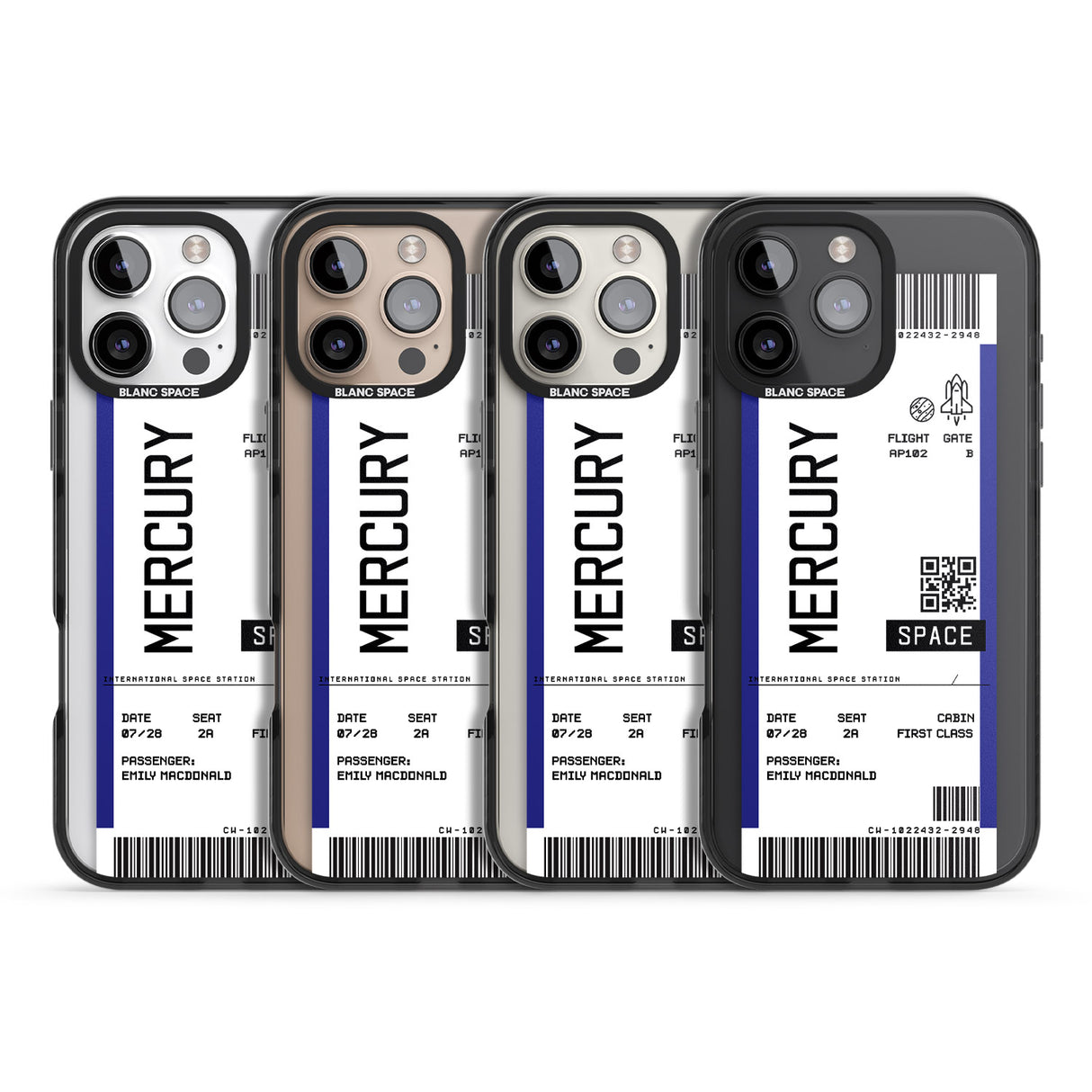 iPhone 16 Pro Max Personalised Mercury Space Travel Ticket Black Impact Phone Case