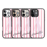 iPhone 16 Pro Max Personalised Pink Stripes & Large Monogram Black Impact Phone Case