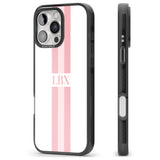 iPhone 16 Pro Max Personalised Minimal Pink Stripes Black Impact Phone Case