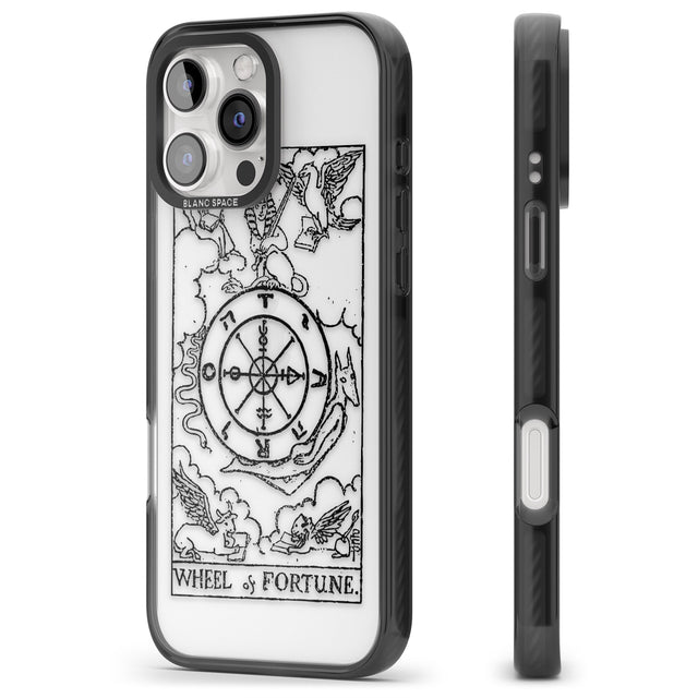 iPhone 16 Pro Max Personalised Wheel of Fortune Tarot Card - Transparent Black Impact Phone Case