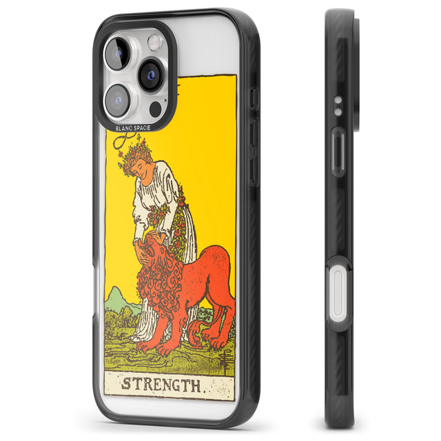 iPhone 16 Pro Max Personalised Strength Tarot Card - Colour Black Impact Phone Case