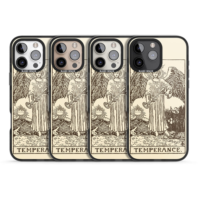 iPhone 16 Pro Max Personalised Temperance Tarot Card - Solid Cream Black Impact Phone Case