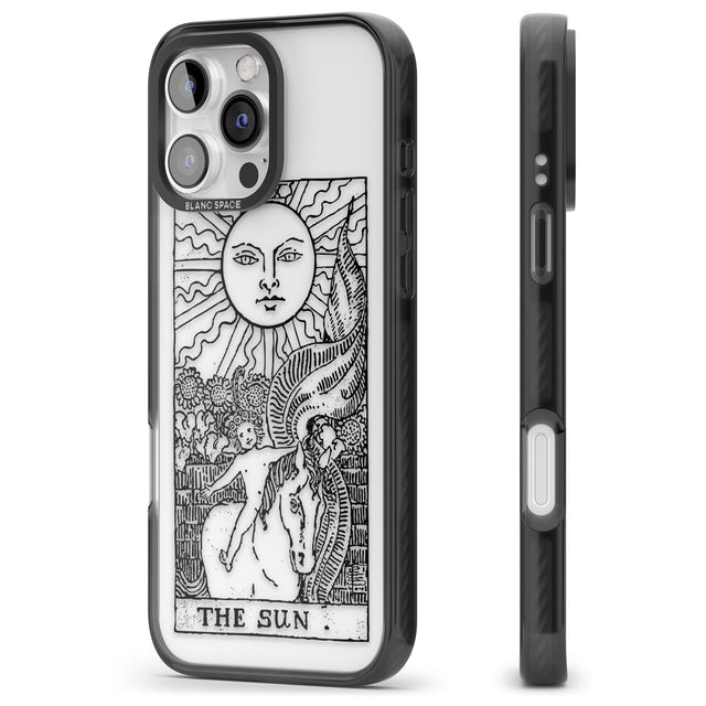 iPhone 16 Pro Max Personalised The Sun Tarot Card - Transparent Black Impact Phone Case