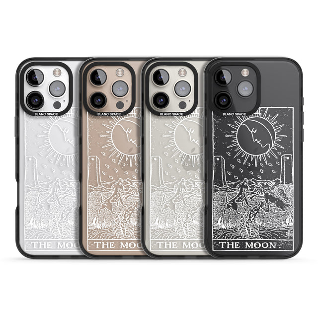 iPhone 16 Pro Max Personalised The Moon Tarot Card - White Transparent Black Impact Phone Case