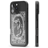 iPhone 16 Pro Max Personalised The World Tarot Card - White Transparent Black Impact Phone Case