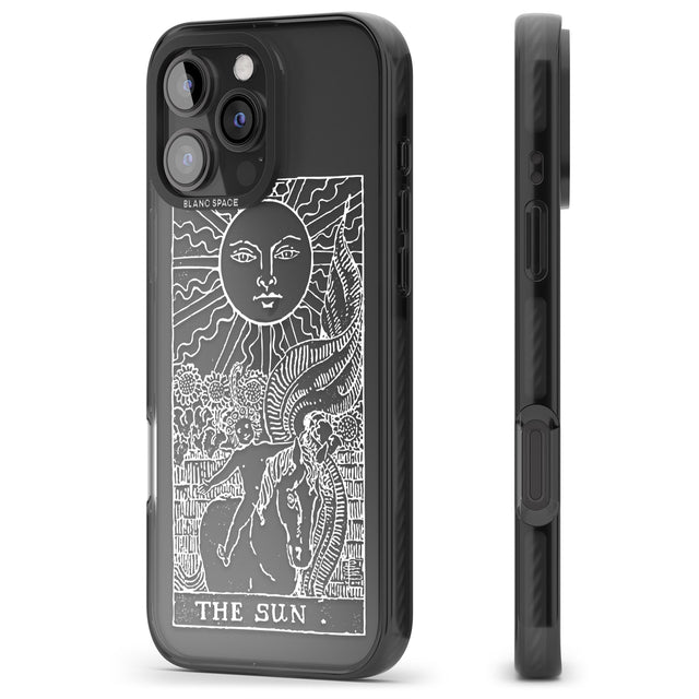 iPhone 16 Pro Max Personalised The Sun Tarot Card - White Transparent Black Impact Phone Case