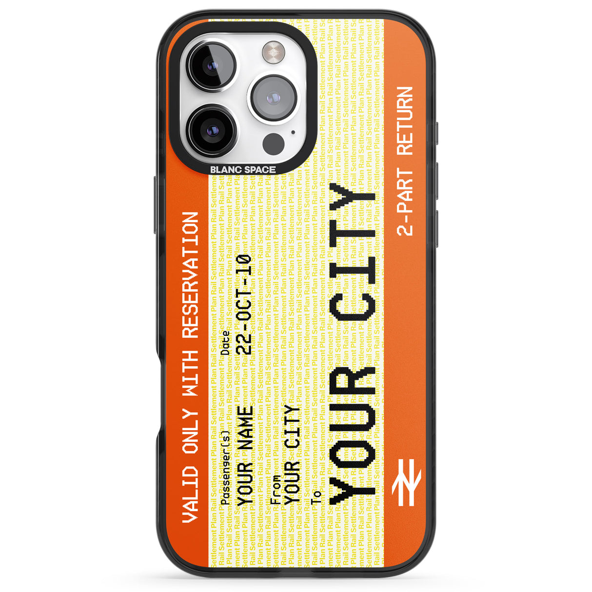 iPhone 16 Pro Max Personalised Create Your Own Train Ticket Black Impact Phone Case