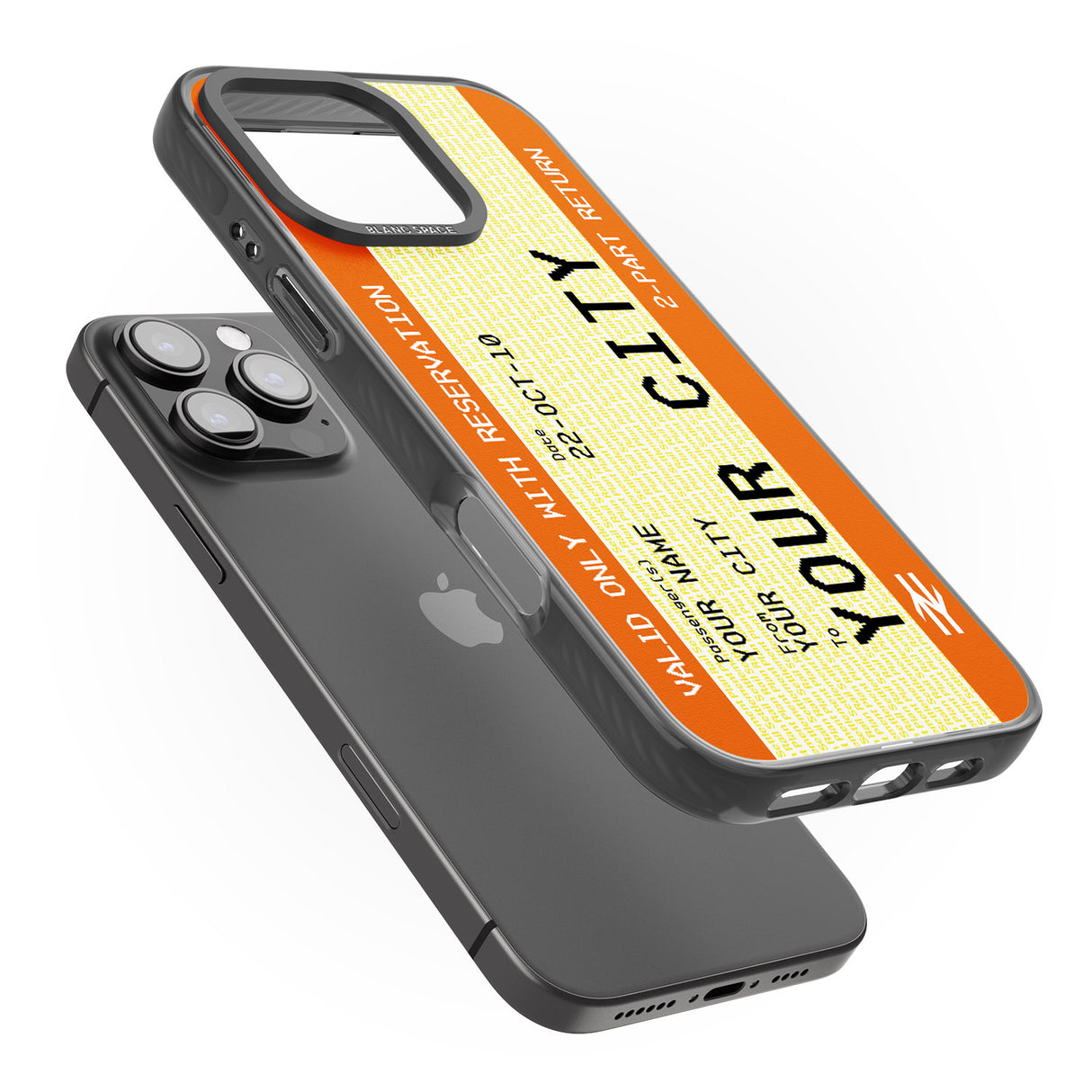 iPhone 16 Pro Max Personalised Create Your Own Train Ticket Black Impact Phone Case